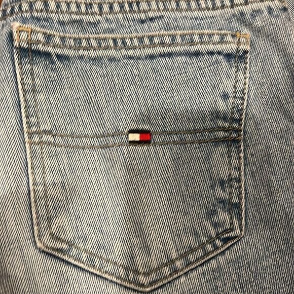 Y2K Tommy Hilfiger Jeans Flag waist detail straight leg low rise light wash sz 4 - Picture 3 of 10